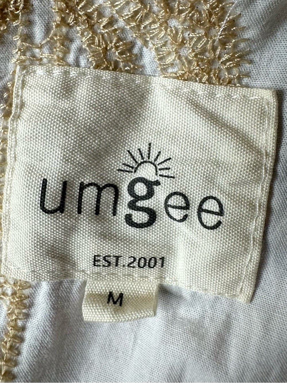 Palm Embroidered Cotton Midi Dress White Resort Coastal Boho Umgee M - Picture 9 of 10